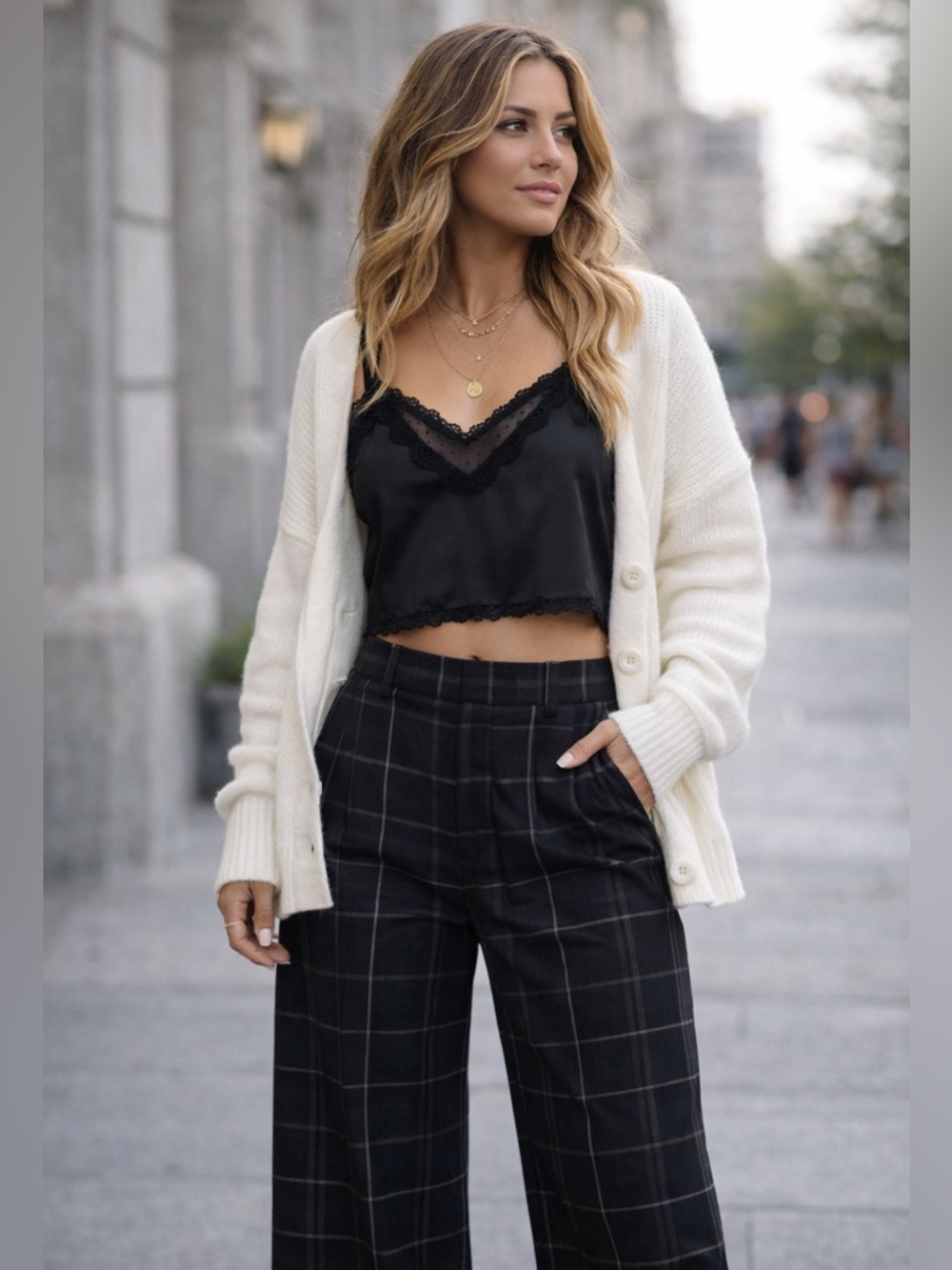 Brandy Melville Black Satin and Lace Crop Tank top